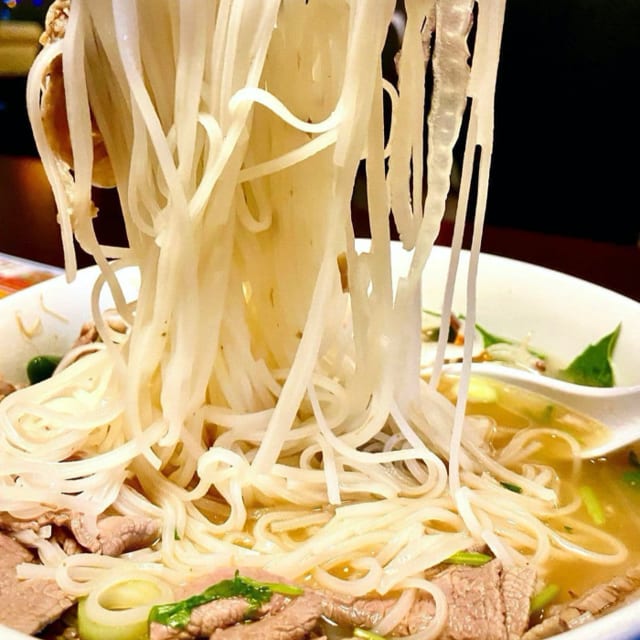 6. Rare Steak, Brisket, and Rice Noodle Soup.
